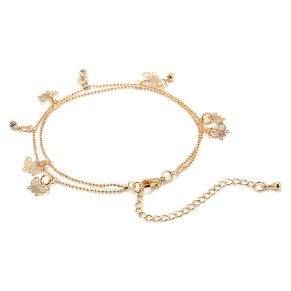 Fahion Designer Shape Butterfly Crystal Anklets for Women Fashion Beach Foot Chain Girl Love Ankle Bracelet Jewelry | Украшения и