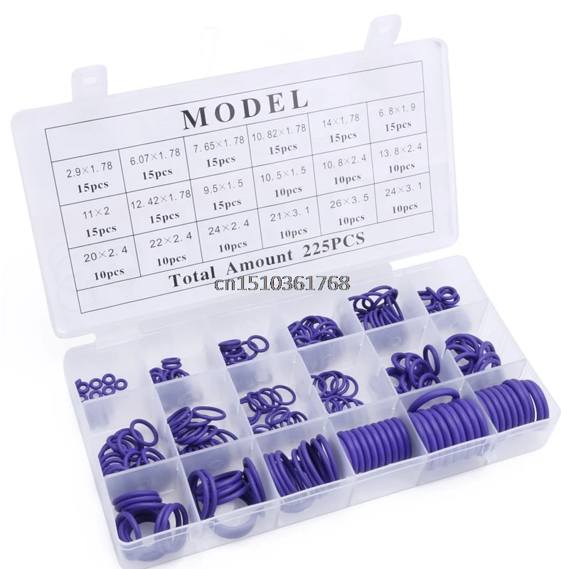 225 шт. уплотнительное кольцо R22 R134a резиновая шайба в ассортименте для