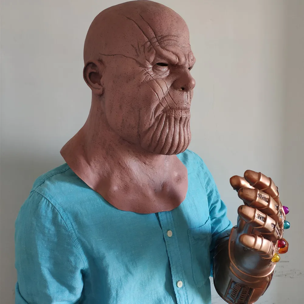 Thanos Mask Cosplay Latex Helmet Avengers Infinity War Movie Halloween Costume Party Prop Accessory | Тематическая одежда и