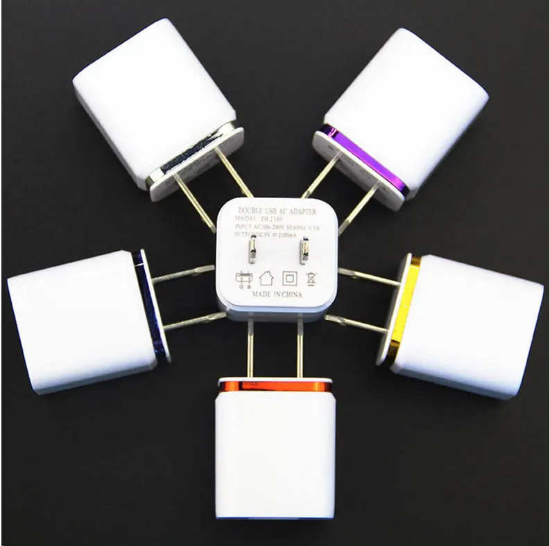 Металлическая двойная USB штепсельная вилка США 2.1A AC адаптер питания настенное