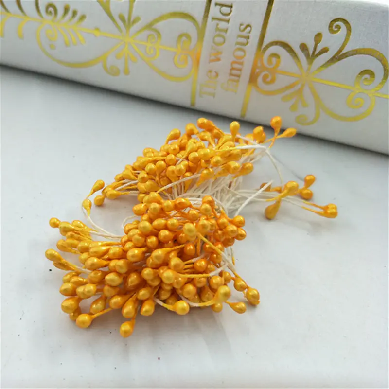 golden yellow 300 шт Мини жемчужная тычинка сахар ручной работы искусственный цветок для свадебного украшения DIY Скрапбукинг декоративный венок искусственный цветок - Цвет: golden yellow