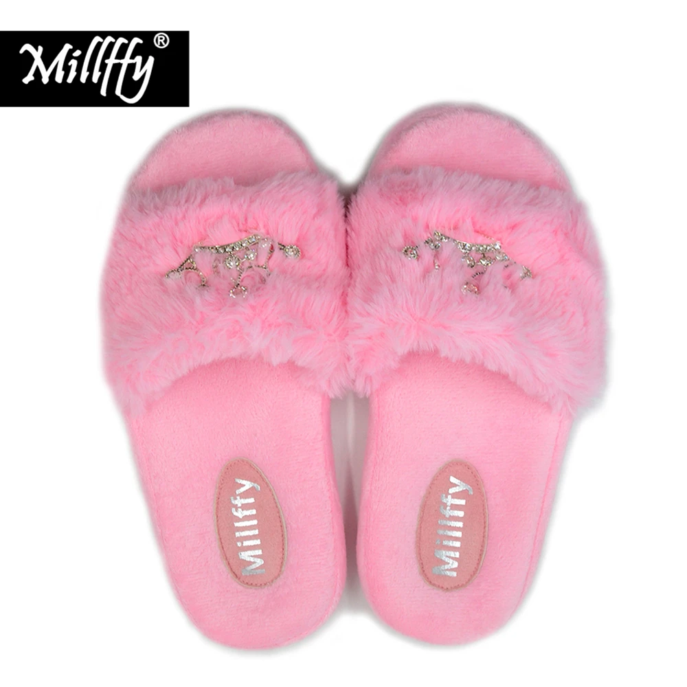 Millffy/эргономичные массажные милые плюшевые тапочки Женская обувь принцессы с