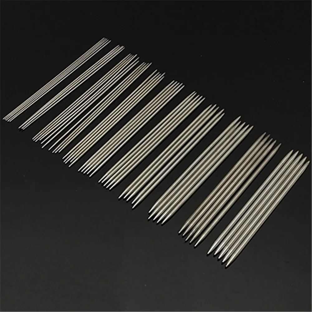 

55Pcs 2mm-6.5mm Stainless Steel Double Pointed End Crochet Weave Knit Needles