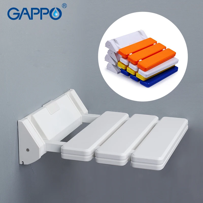 gappo wall mounted shower seats bathroom white shower folding seat bath chair elderly shower spa bench stool free global shipping