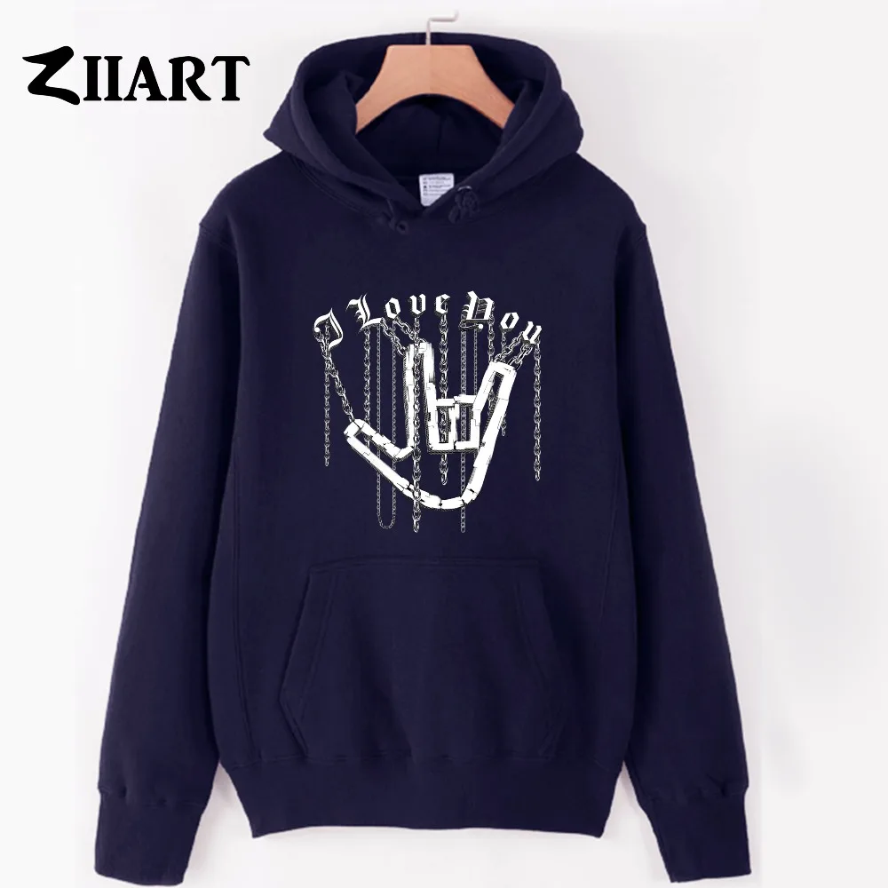 ZIIART цепь Готический i love you hand gesture тяжелый металл рок Пара Одежда для девочек