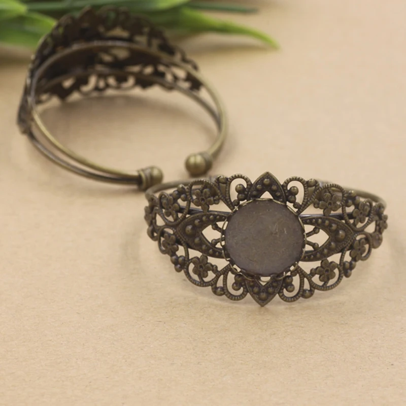 High Quality 15mm 6 Color Copper Material Bangle Base Bracelet Blank Findings Tray Bezel Setting Cabochon Cameo(08107