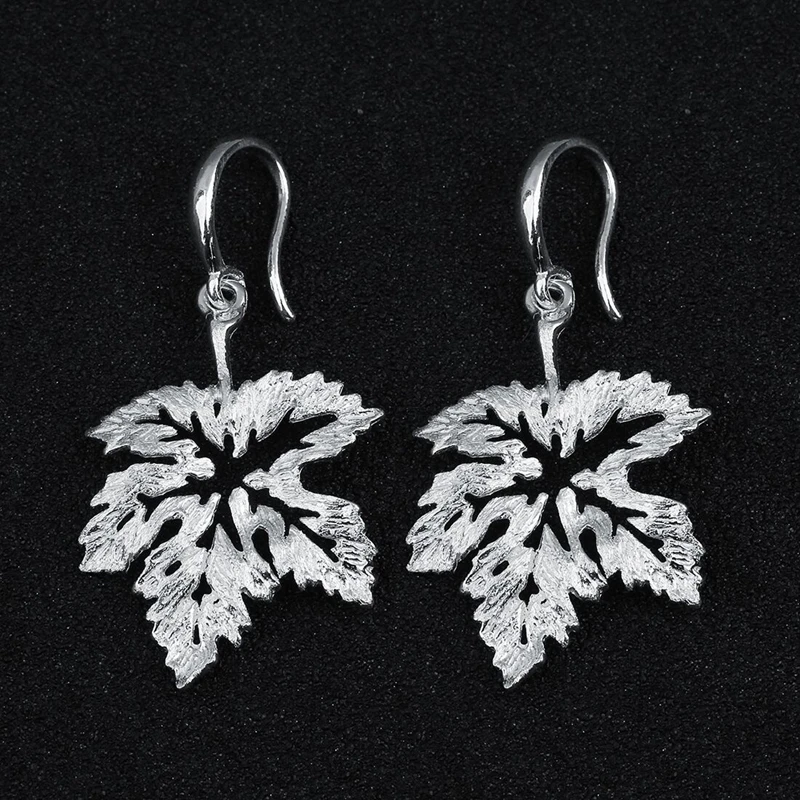 Женские серьги из стерлингового серебра 925 пробы ажурные в виде клена|drop earrings|earring