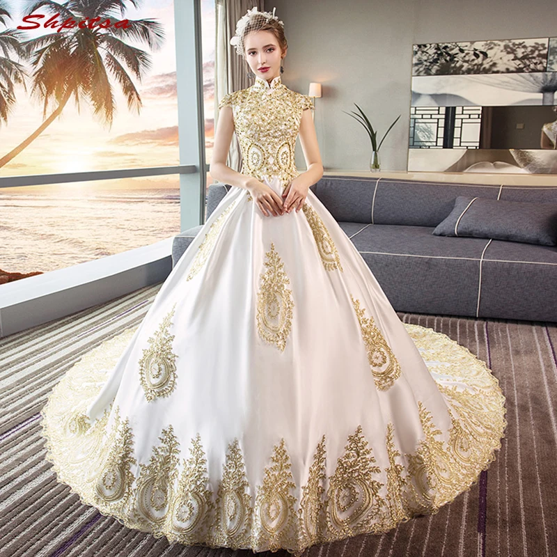 Luxury Ball Gown Wedding Dresses Plus Size Satin Turkey Lace Arabic Bride Bridal Weding Weeding Gowns 2019 | Свадьбы и торжества