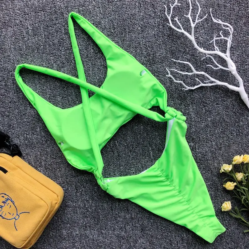 Сексуальный цельный купальник с открытой спиной 2019 Женская сдельная пляжная