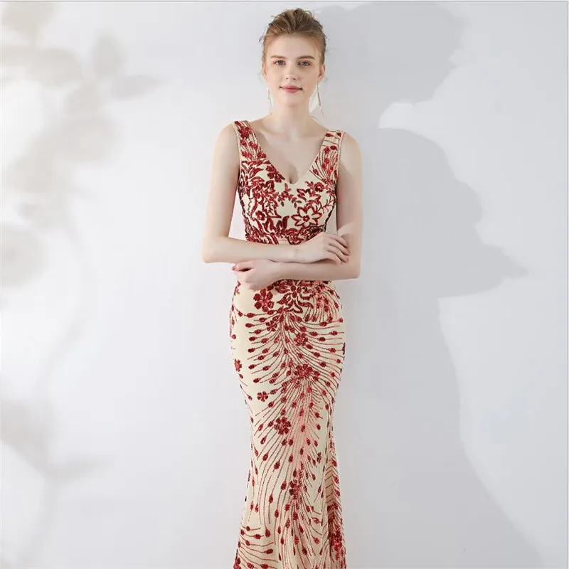 Новые Вечерние платья русалки с длинным v образным вырезом тонкие невесты