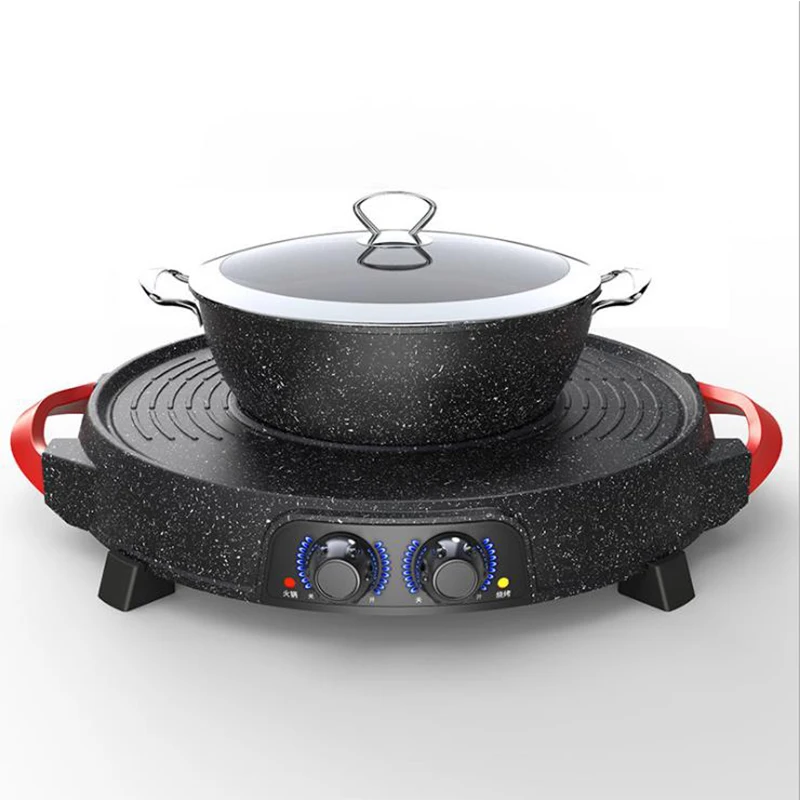 Multifunctional Electric Boiler Smokeless Barbecue Fryer Hot Pot Restaurant Equipment HTS-399