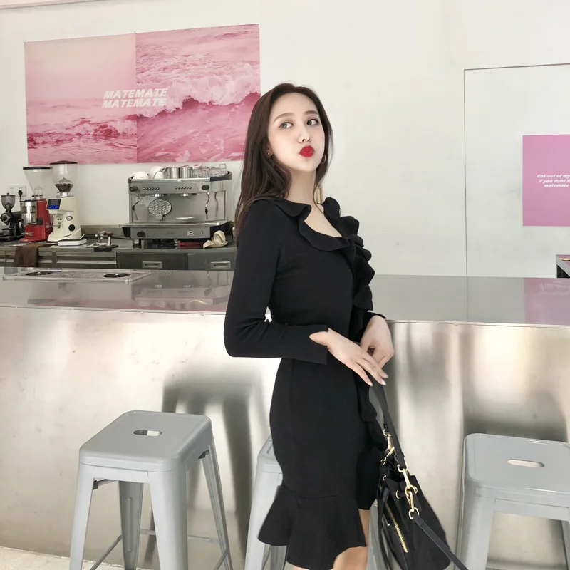 Dress Women 2018 Casual New Nylon Dresses Solid Full Ruffles Regular K028-C Vestidos Femininos | Женская одежда