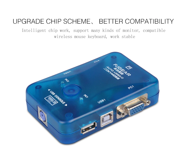 2 порта USB KVM автоматический переключатель два в одном из vga hotkey переключатель 2 хоста поделиться набором мыши и клавиатуры дисплей FJ-102UK