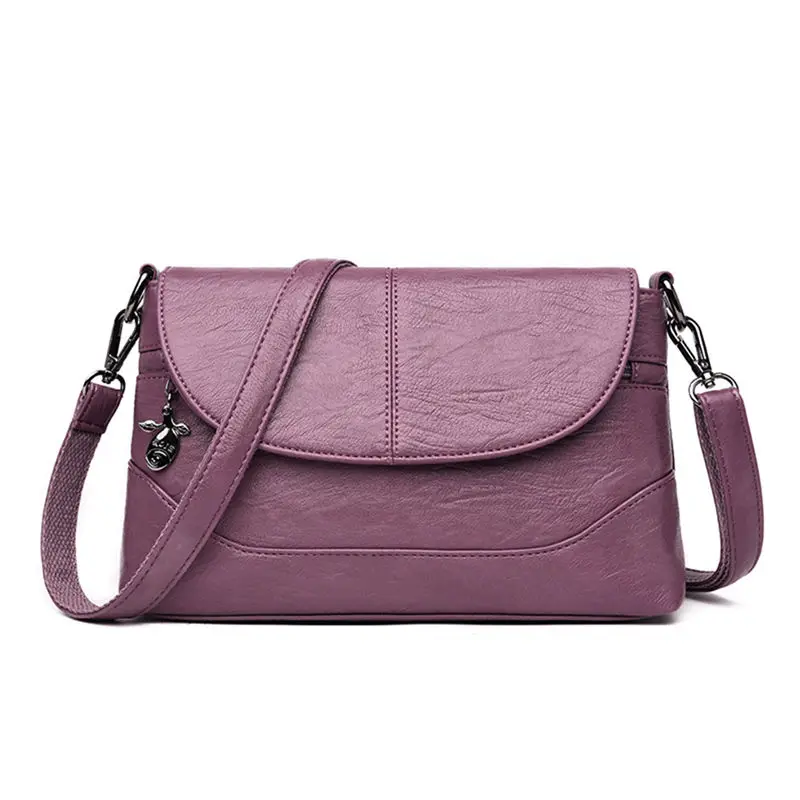 Purple Новая сумка в европейском и американском стиле, маленькая мягкая кожаная женская вместительная сумка-клатч, сумки через плечо для женщин - Цвет: Purple