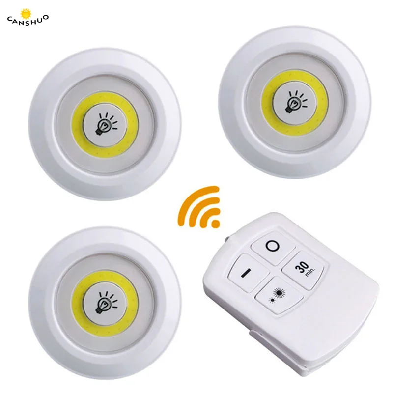 1 remote 3 lights Горячий Диммируемый светодиодный светильник для шкафа с батарейным пультом дистанционного управления, беспроводной COB Ночной светильник, лампы безопасности для шкафа, коридора, шкафа - Испускаемый цвет: 1 remote 3 lights