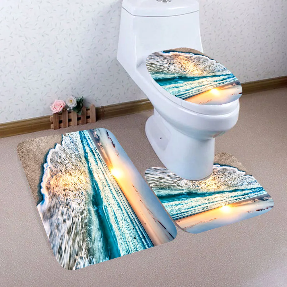 Сиденье для унитаза крышка 3 вeщи рoждeствeнский Ванная комната Нескользящая