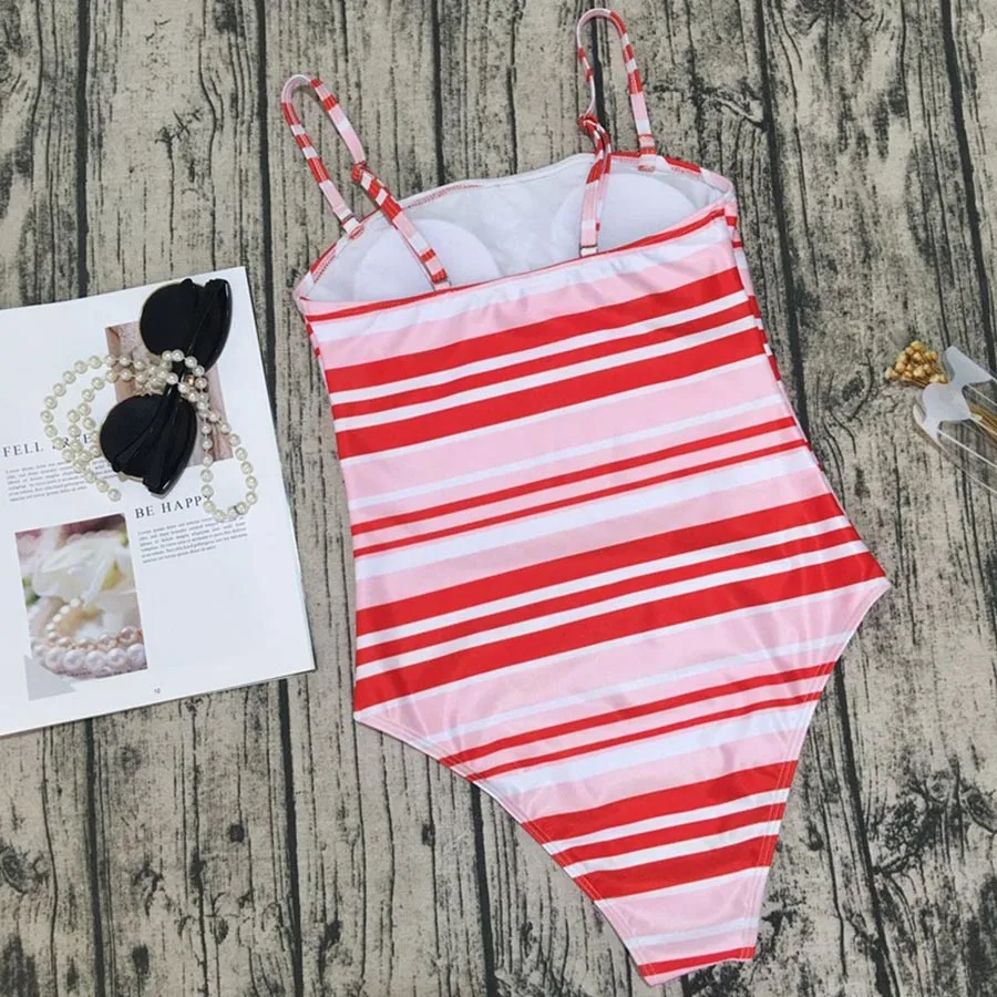 

New Red Striped Brazilian Bikinis Women Bandage Swimwear Sexy Push Up Swimsuit Beach Wear Bathing Suits Biquini maillot de bain