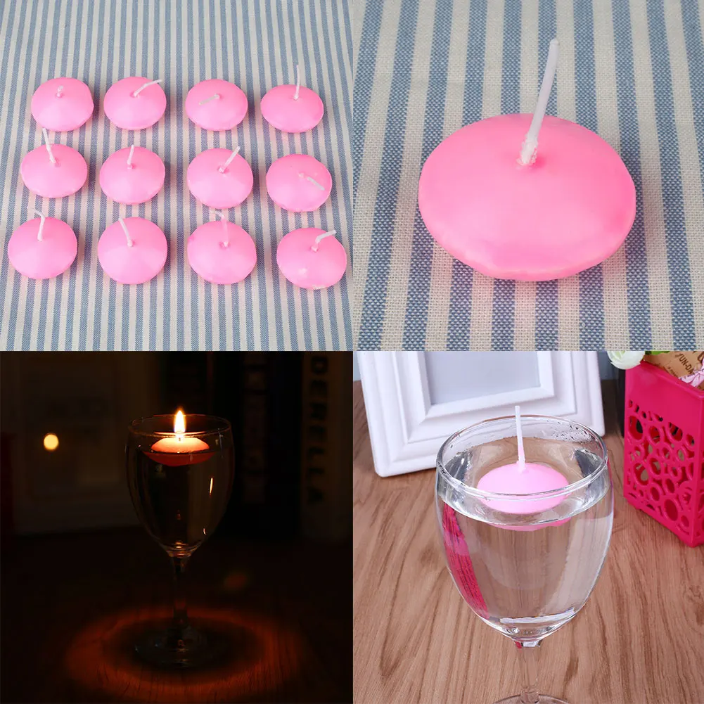 20pcs Small Unscented Floating Candles Home Decor Wedding Birthday Party Dedals - Цвет: Pink