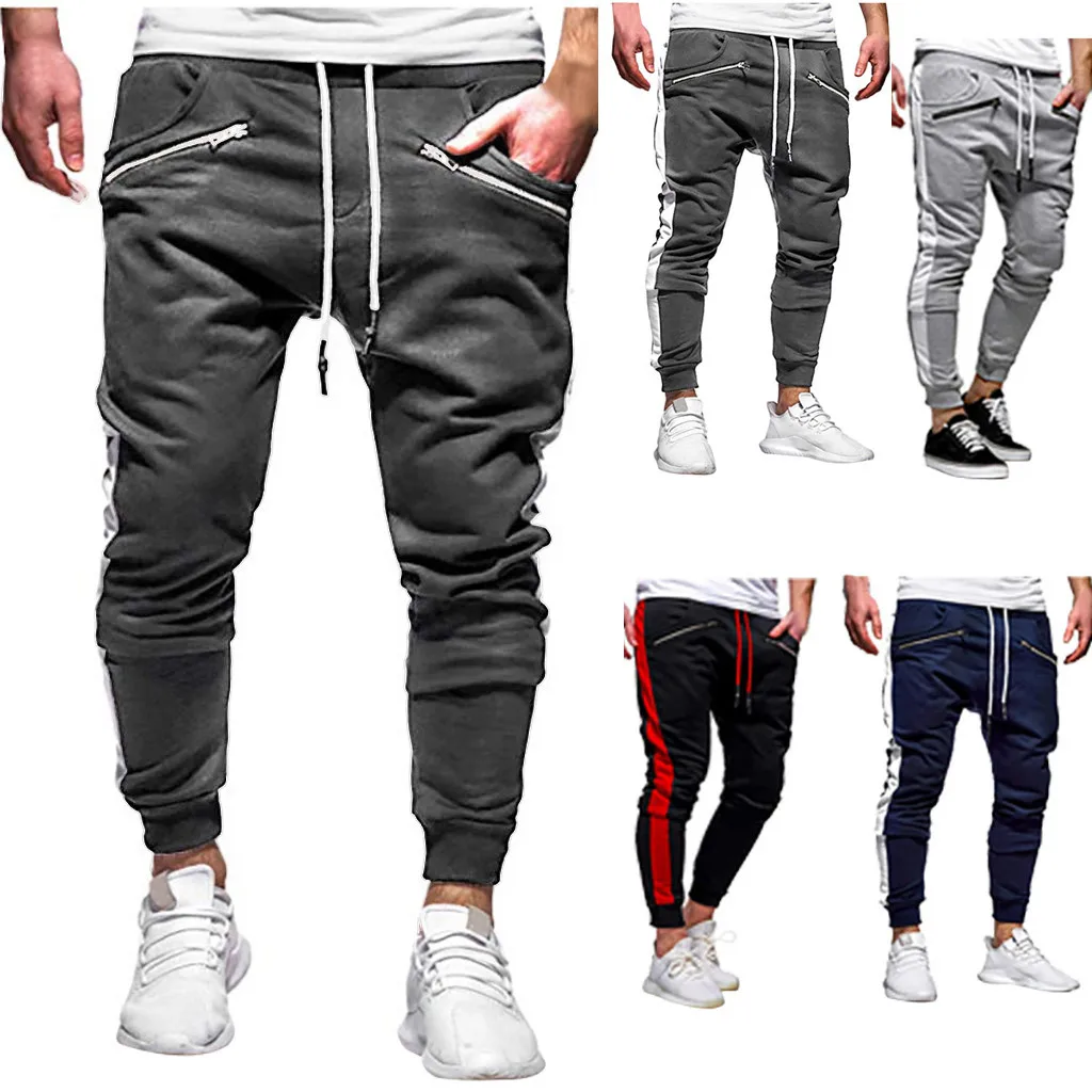 Womail, спортивные штаны для мужчин, на молнии, с карманами, pantalon hombre, повседневные брюки, Мужская одежда, штаны для бега, Мужская Уличная одежда, мужские штаны