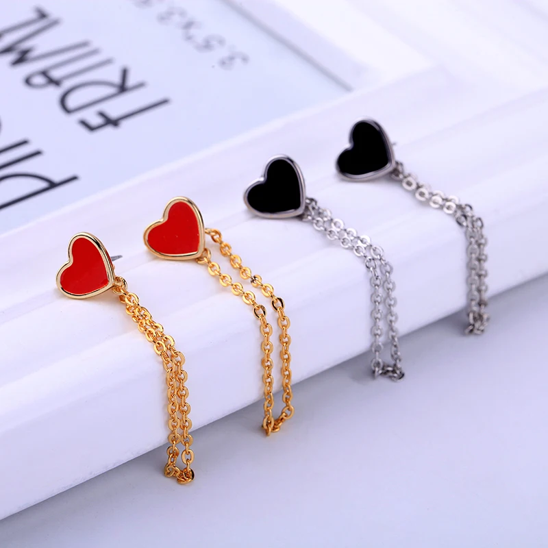 Милый золотой цвет эмали звенья цепи складные серьги гвоздики для женщин модные