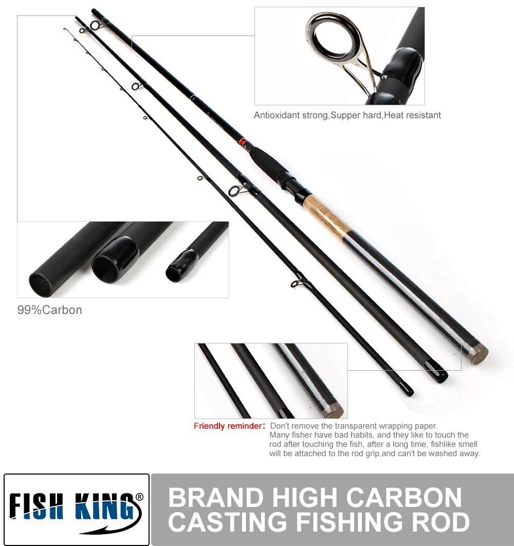 Фидер FISH KING, высокоуглеродистая супермощная 3 секции, 3,6 м, 3,9 м, вес приманки 40-120 г, фидер, удочка, фидер