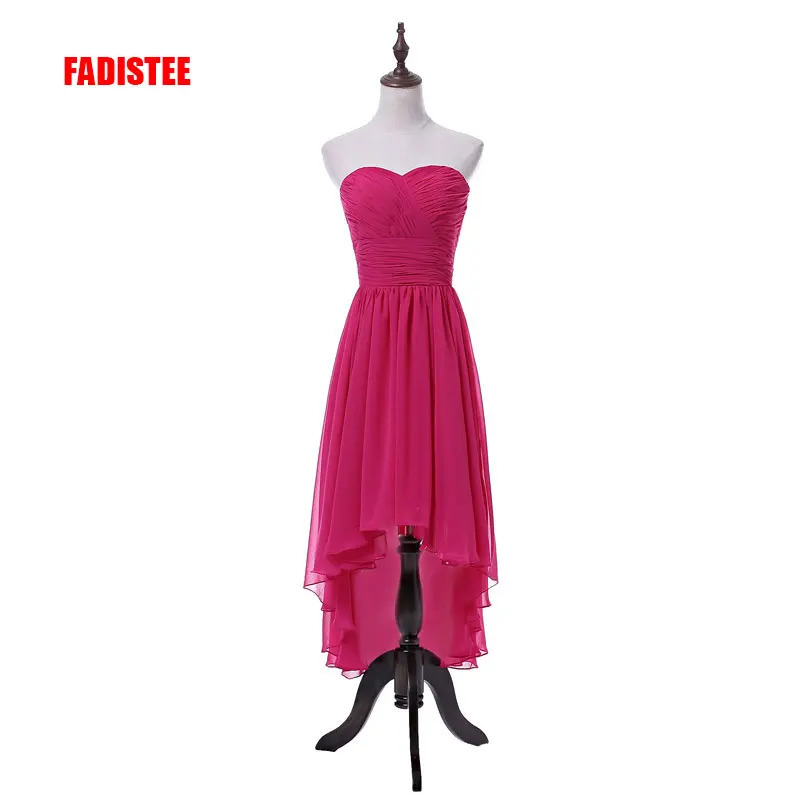 

FADISTEE New design high-low short dresses elegant cocktail party neck vestidos de fiesta chiffon strapless pleat dresses