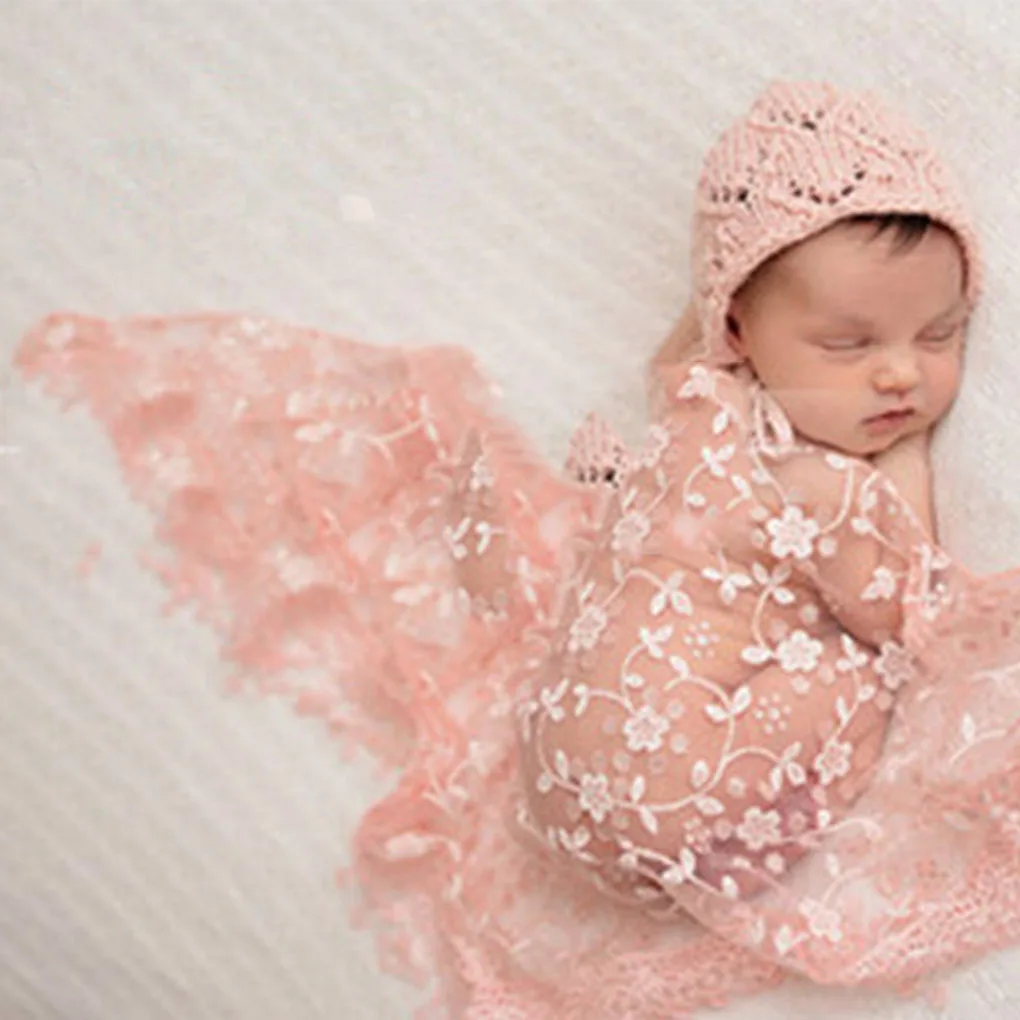 

Newborn Photography Props For Boy/Girls Newborn Crochet Tassel Stretch Lace Wrap Baby Swaddlings Photography Props No headband