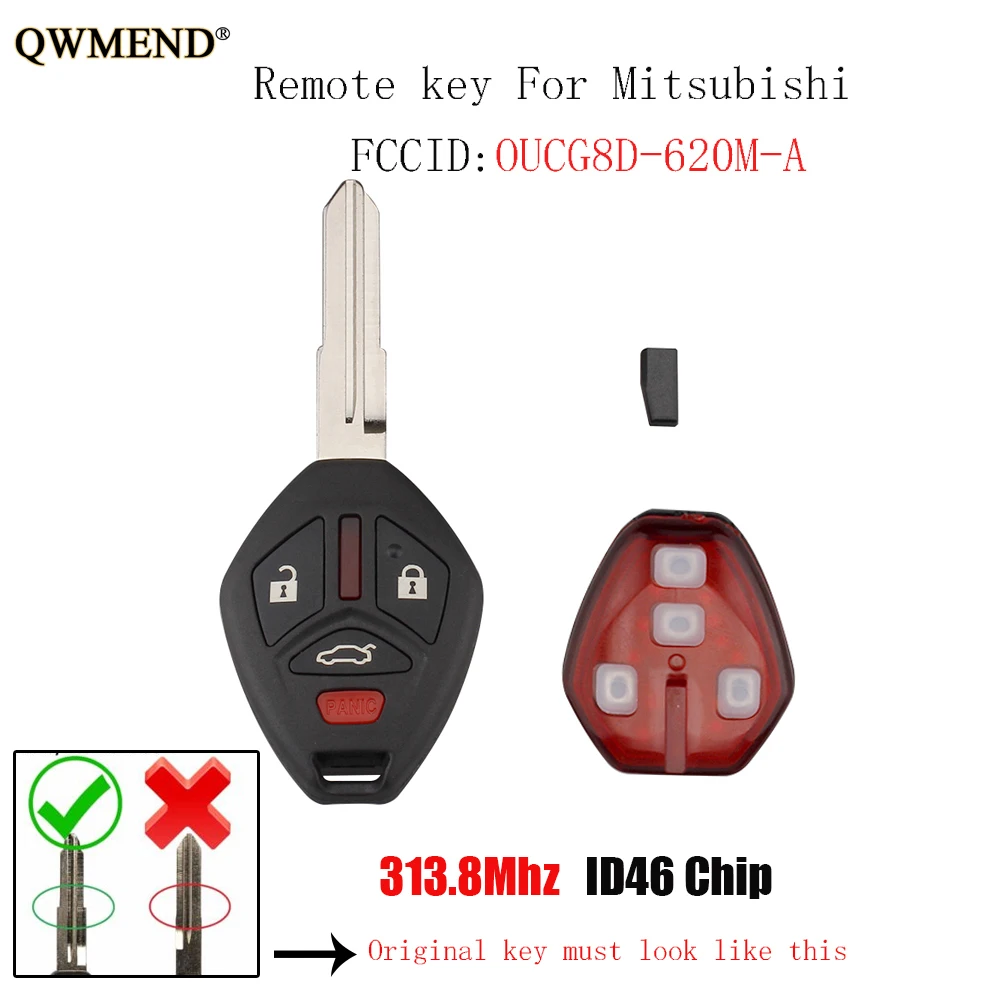 QWMEND Замена 313 8 МГц ID46 чип дистанционный ключ брелок от машины для Mitsubishi Galant Eclipse 2007