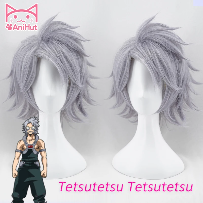 AniHut аниме мой герой научная школа Tetsutetsu 32 см серый косплей парик Boku No Hero Academy