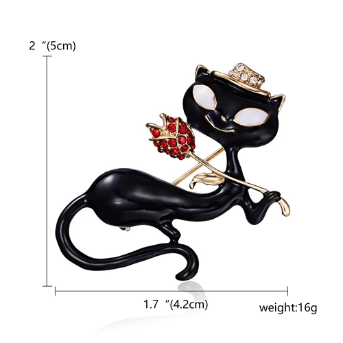 Black Cat RINHOO, рыба, лягушка, кошка, черепаха, броши с лошадью для женщин, вечерние принадлежности, модные аксессуары, эмалированные броши для воротника, булавки в подарок, ювелирное изделие - Окраска металла: Black Cat