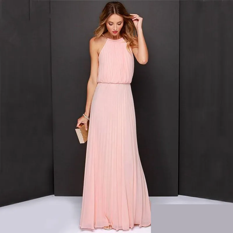 Распродажа летнее шифоновое платье в европейском стиле без рукавов с лямкой на