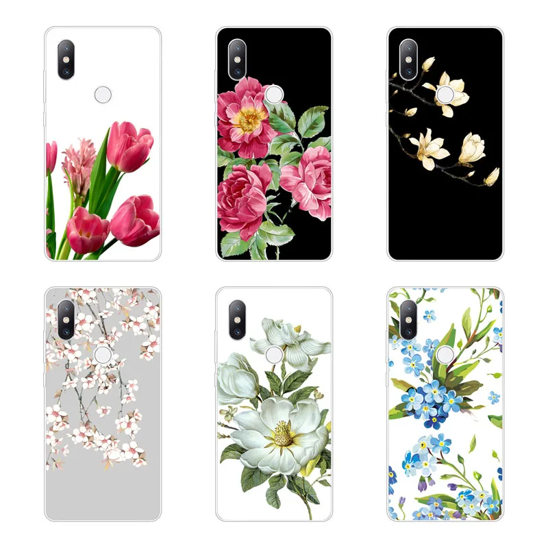Чехол xiaomi mi x 3 мягкая задняя крышка из ТПУ с силиконовыми цветами для Защитные