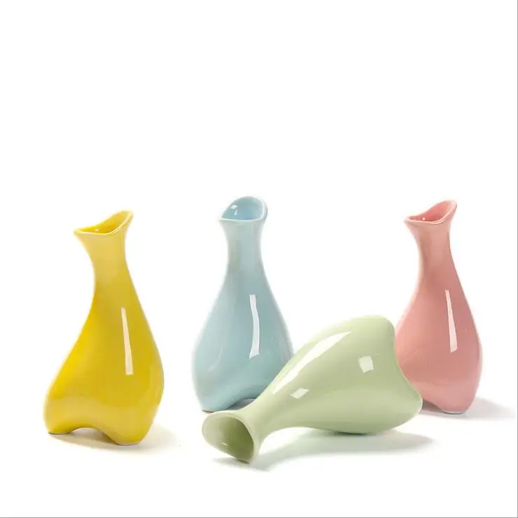 1PCS Mini Ceramic Vase Pattern Flower Creative Color Desktop Decoration Office Home Crafts | Дом и сад