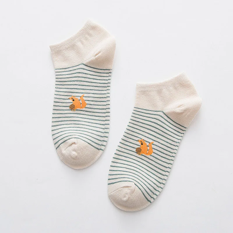 Носки женские хлопковые 5 пар простые удобные короткие носки для девочек с милыми