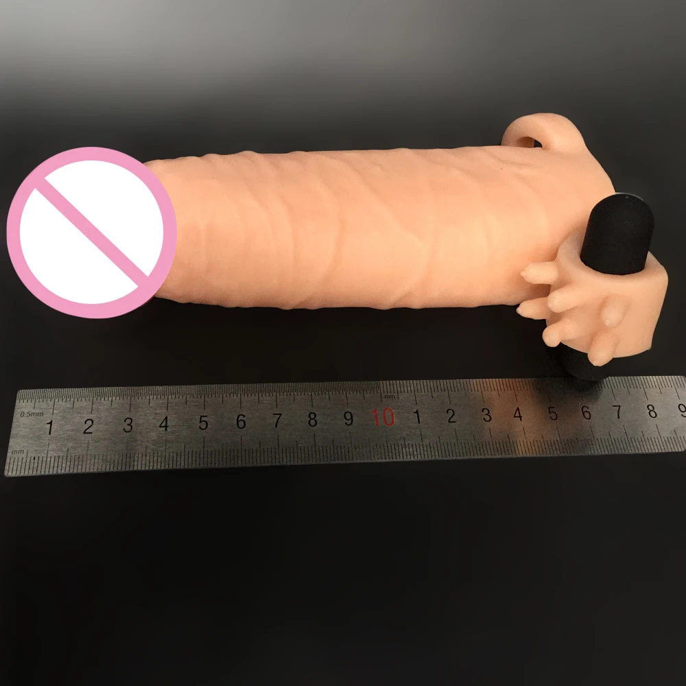 7 дюймов L Толстые Реалистичная пениса рукава с пуля Вибрирующая увеличение