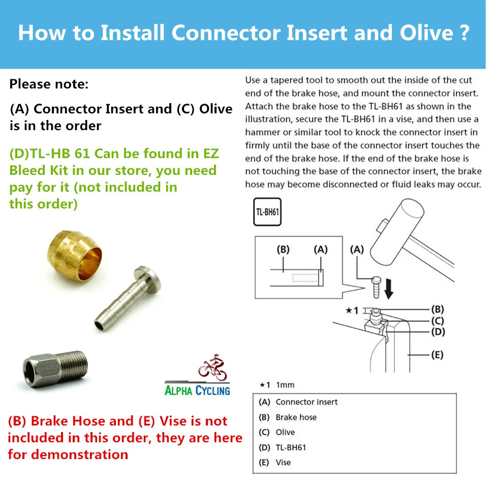 Hydraulic Brake BH90 Hose Olive Connector Insert and Connecting Bolt for Shimano System 1 Set Per Order | Спорт и развлечения
