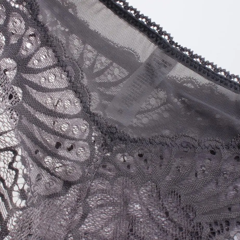 Летние серые прозрачные трусики женские трусы дышащее кружевное нижнее белье