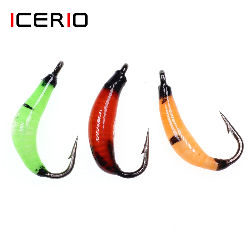 

ICERIO 6PCS #8 Earth Worm Fly Nymph Bugs for Trout Perch Bluegill Whitefish Fly Fishing Lures