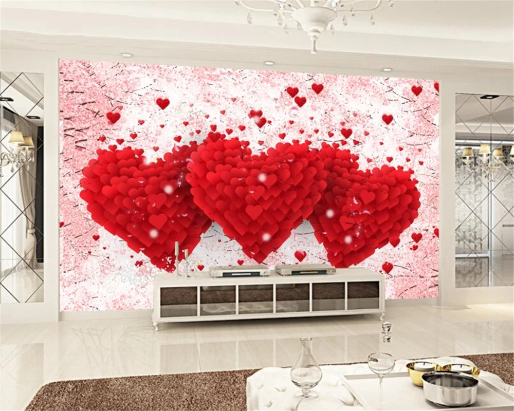 

Beibehang Custom Marriage room decoration 3D wallpaper romantic Love heart TV hotel background wall wallpaper mural papel tapiz
