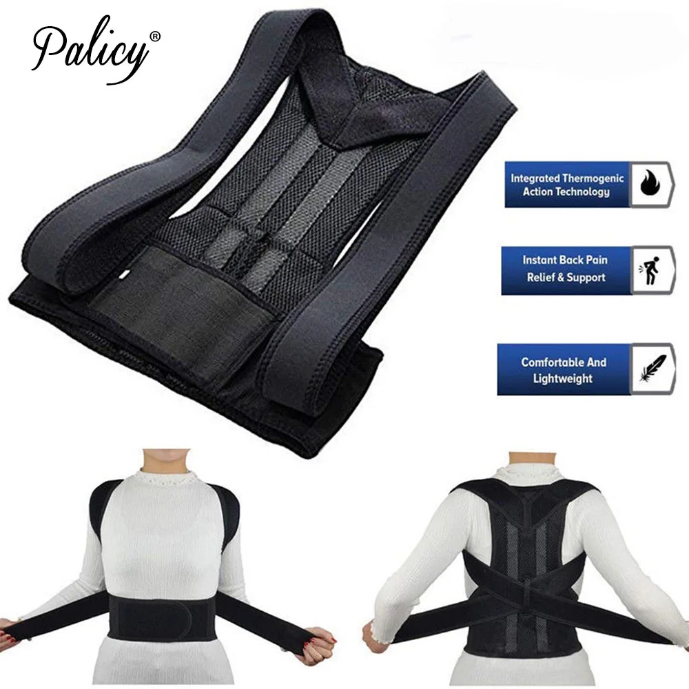 Palicy Adjustable Adult Corset Back Posture Corrector Shoulder Lumbar Brace Spine Support Braces Neoprene Shapers For Men Women