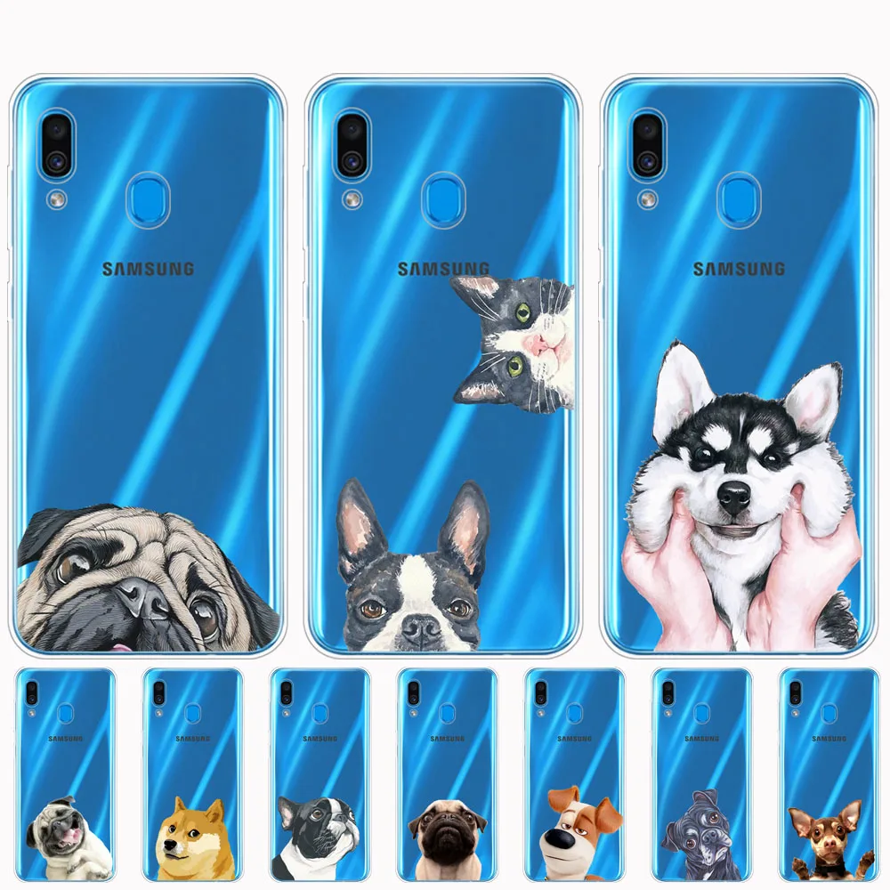 Чехол для Samsung A50 чехол Galaxy A60 A10 A30 A40 A70 A 50 2019 A9 A7 2018 Собака и кот Хаски Акита