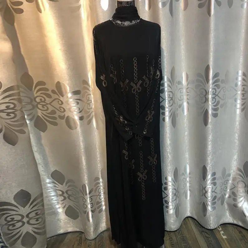 black dress Abaya Femme Дубай мусульманское платье с хиджабом кафтан Marocain Кафтан Абая для женщин Рамадан Катара ОАЭ Оман Elbise Исламская одежда - Цвет: black dress