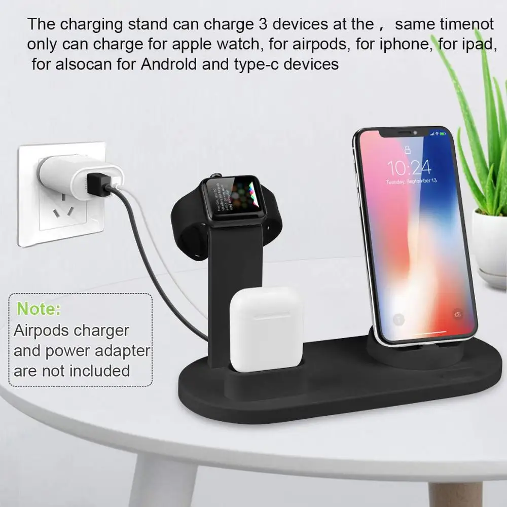 Зарядная док станция FDGAO 3 в 1 универсальная зарядная для Apple Watch серии AirPods iPhone 11