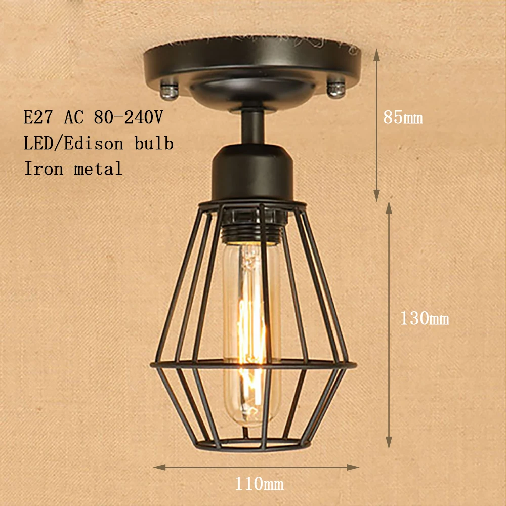 Черная потолочная лампа в стиле ретро E27 110 В 220 перем. Тока|ceiling lights|lights for bedroomlight |
