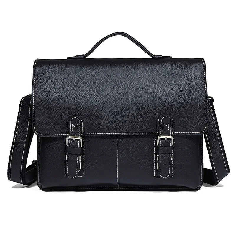 

Портфель мужской из воловьей кожи, винтажная черная сумка-мессенджер на плечо для ноутбука 15 дюймов, саквояж кросс-боди в деловом стиле