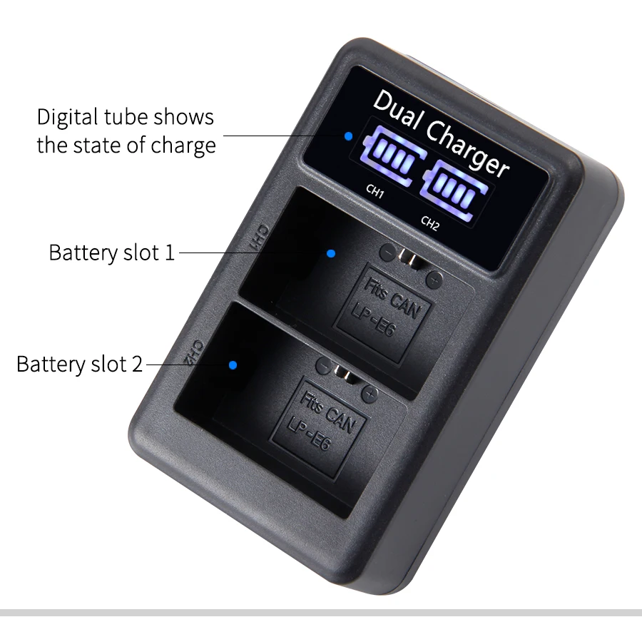 2600 мАч LP E6 LP-E6 LPE6 батарея для цифровой камеры+ USB lcd двойное зарядное устройство для Canon Mark II Mark III 6D 7D 60D 60Da 70D 80D 5DS 5D
