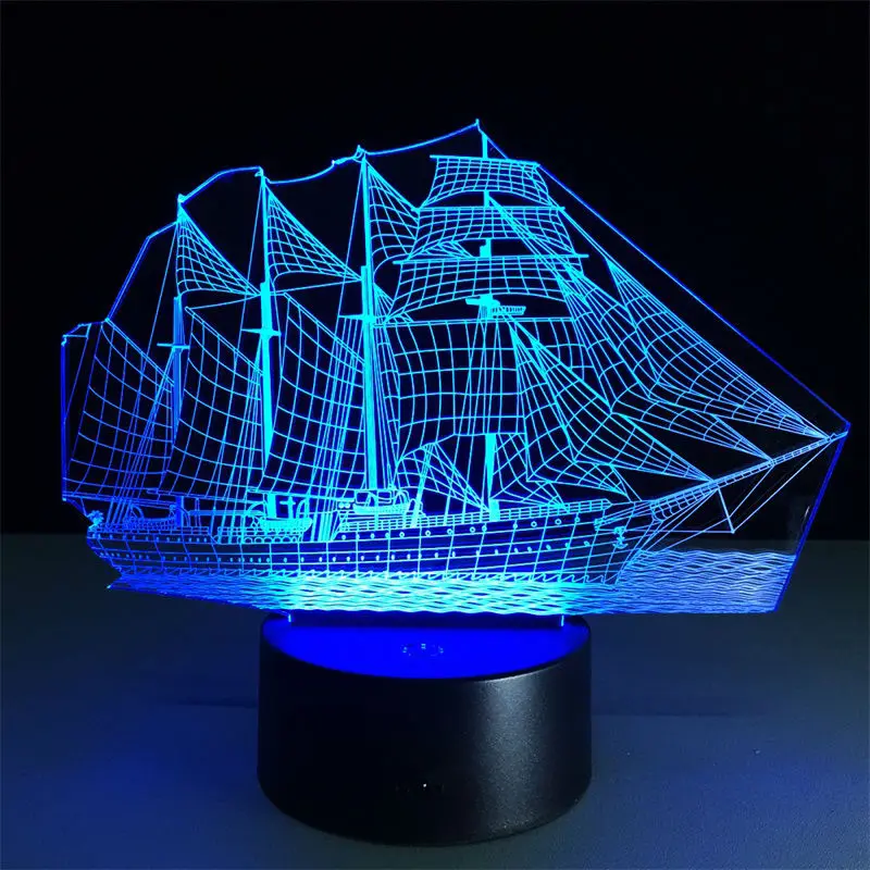 Пиратский Карибский 3D Новый светильник 7 цветов изменяющиеся акриловые