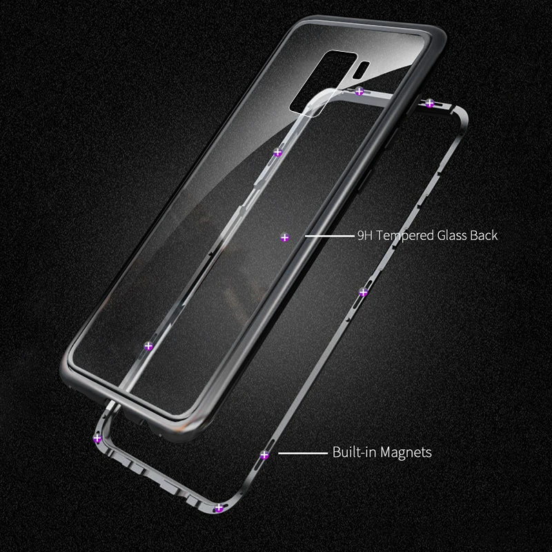 Магнитный чехол для телефона samsung Galaxy A50, металлический стеклянный чехол для samsung A30 a 30 50 A505F A505 A305F, Магнитный флип-чехол