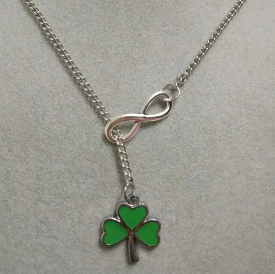Lucky 8 & ALLOYGREEN 3 LEAF CLOVER ирландский шнур модная винтажная Очаровательная цепочка на