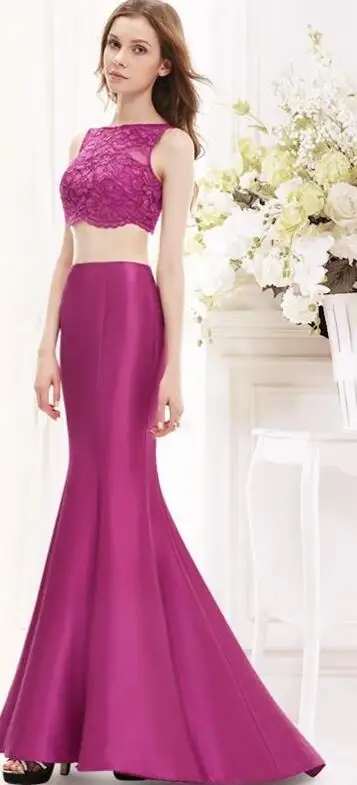 Elegant Two Pieces Mermaid Prom Dress Lace Long Evening Dresses Party Gowns Sexy Formal For Special Occasion 16072204 | Свадьбы и
